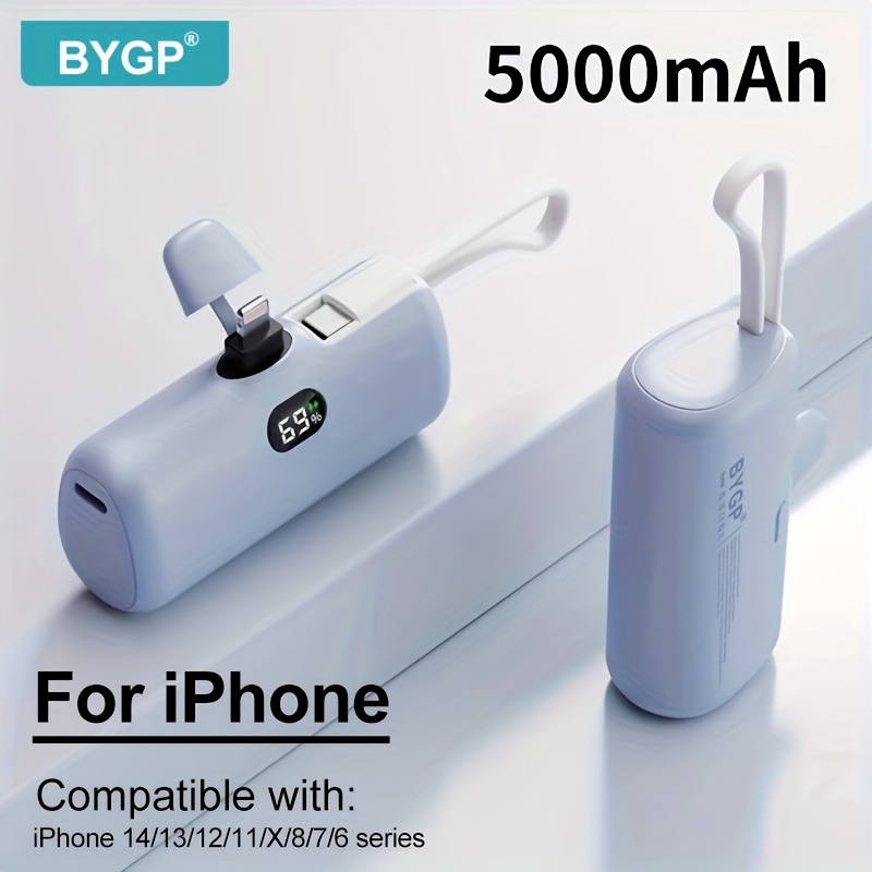 Chargeur portable mini BYGP 5000mAh, batterie ultra-compacte pour téléphone de voyage pour for iphone 14/13/12/11/X/8/7 Pro Max/ pour série for ipad Pro, banque de charge de poche de secours, batterie de secours USB, cadeau