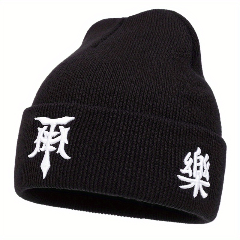 TEMU Bonnet d'hiver bord brodé de lettres pour homme et femme, très élastique, style , , chaud et tricoté
