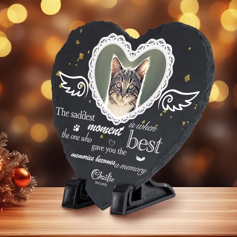 Custom Heart-Shaped Stone for Pet Memorials, Personalized Engraving