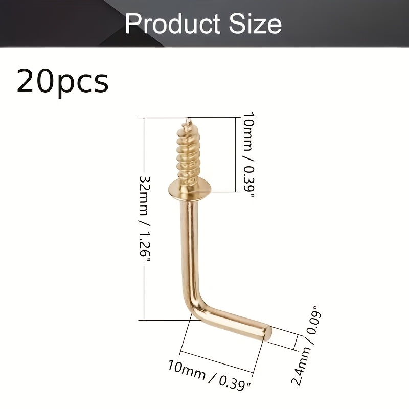 TEMU 20pcs Crochets en L, Équerres à à Vis en Métal, Faciles à Installer, Surface Polie, Convient pour une Installation Élégante de Portes et Murs