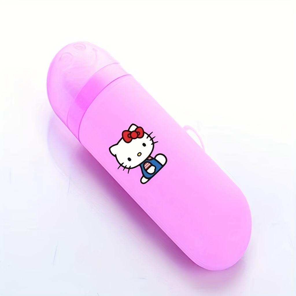 Image of Authorized 1pc Of Hello Kitty Adorable Toothbrush And Toothpaste Travel Case, Toothbrush Holder, Suitable For Travel, Home, And Camping Storage