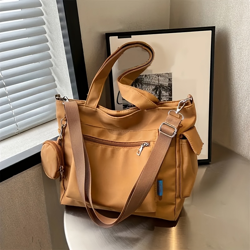 TEMU Women's Fashion Shoulder Bag, Multi-functional Convertible Crossbody And Handbag, Large Capacity Oxford Cloth Portable Book Bag, Bag, Adjustable