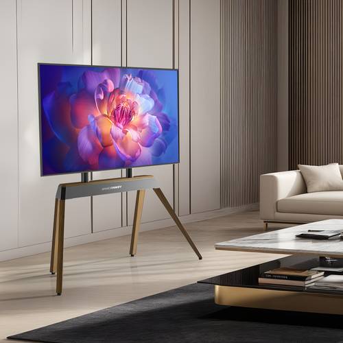 Heavy-Duty Floor TV Stand for 101.6-218.44 cm TVs - Sturdy Metal Construction, to 49.9KG, Compatible with LED/LCD Screens, Space-Saving Design, Easy Assembly, for Living Room, Home Theater, Office - Modern TV Stand Furniture, for Living Room, Home Theater Setup, Contemporary Design, Durable Construction, Entertainment Center, Small , Minimalist Furniture, Materials, Entertainment Unit, Apartment