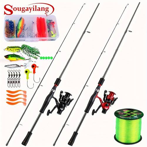 fishing starter kit fishing rod reel combo 2 section fishing rod and 4000 series spinning reel fishing line baits fishing accessories