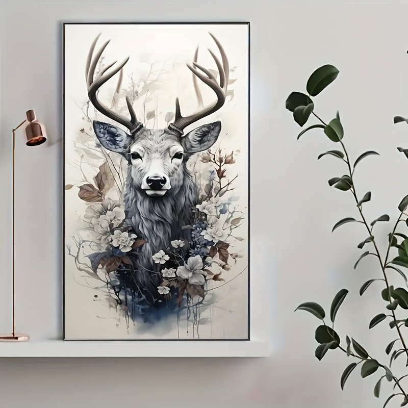 Image of 1 Set Frameless Diamond Painting Deer Theme, 5d Design Mosaic Art Craft Wall Decor, Creative Handmade Holiday Gift For Adults Beginners: Diamond Painting Kit