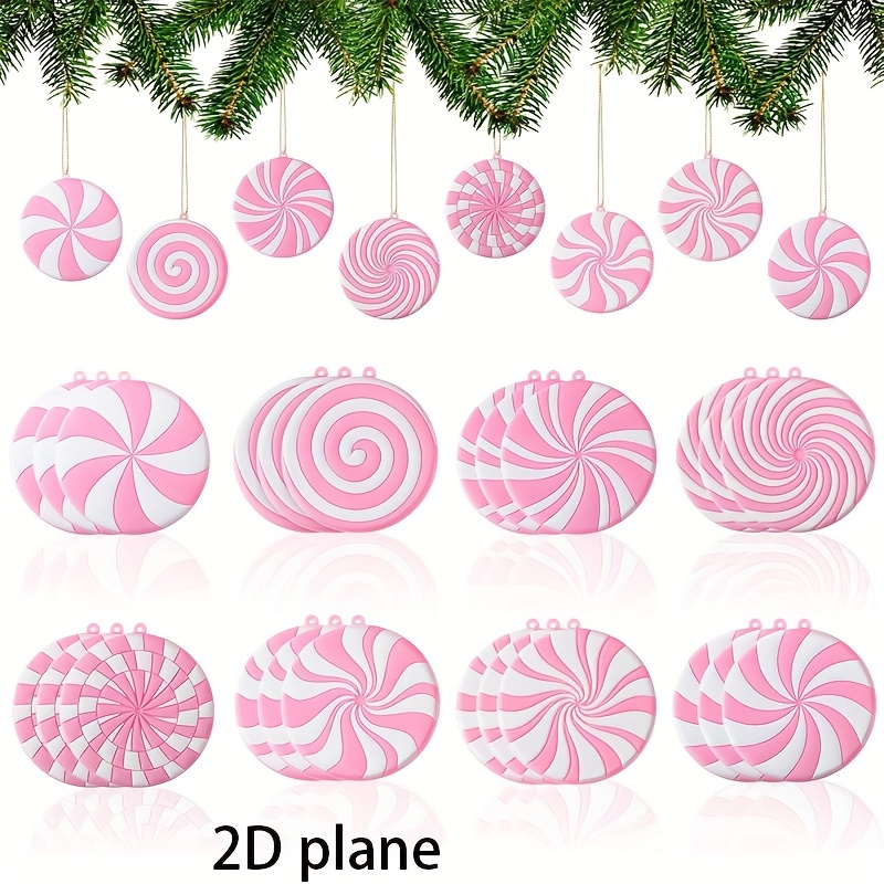 TEMU 2d Flat - 24pcs Of Christmas Tree Decorations Pvc Christmas Candy Decorations 2d Flat Christmas Hanging Decorations Birthday Party Decorations