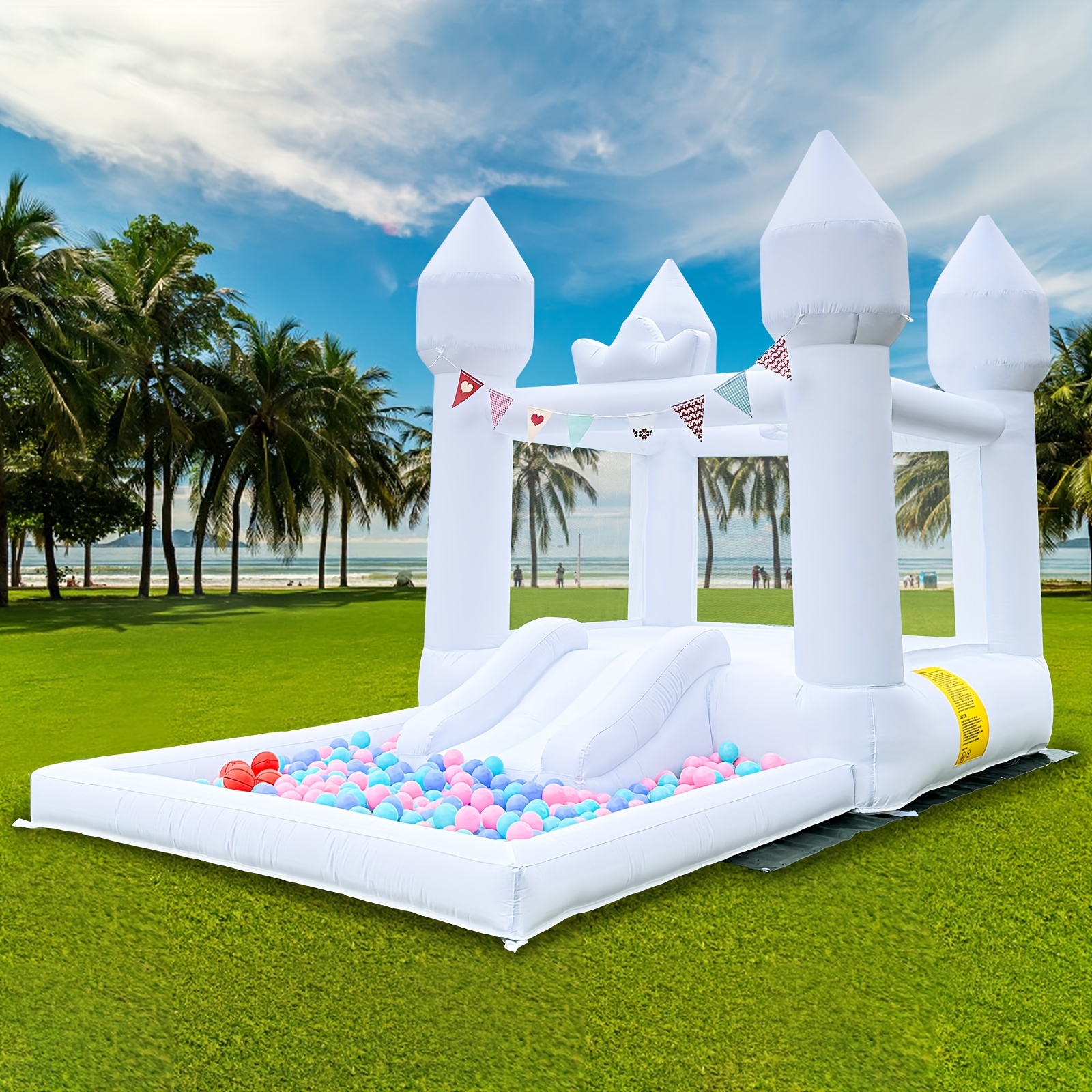 

13ft White Inflatable Birthday Wedding Party Holiday Gift Garden Outdoor Game Decoration Inflatable Castle