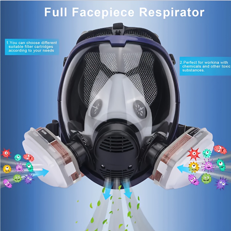 Half Face Respirator Reusable Mask With Filters - For Painting, Sanding, Dust & Chemical Protection Respirator Mask