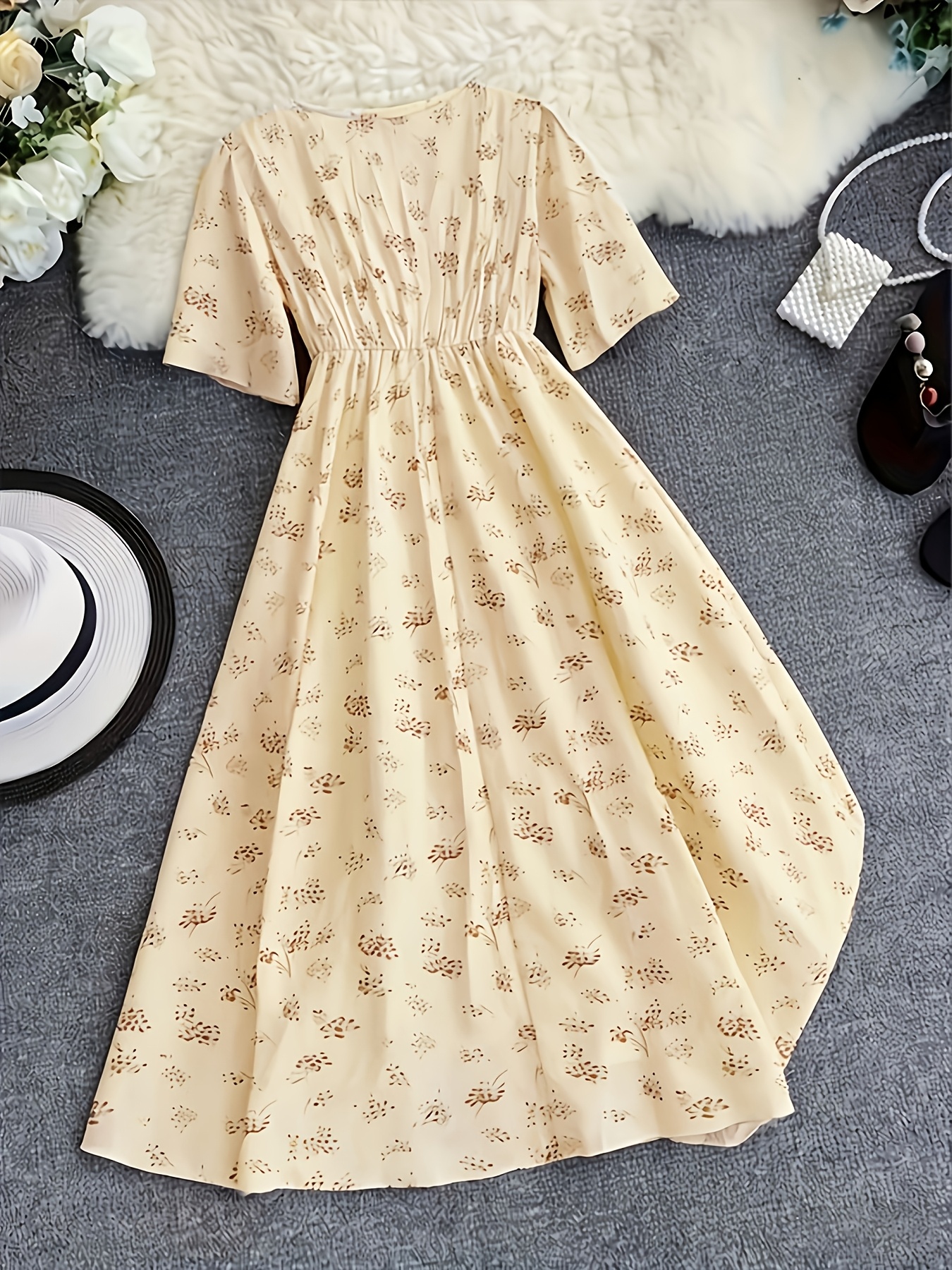 womens 1pc western cowboy retro floral irregular hem dress