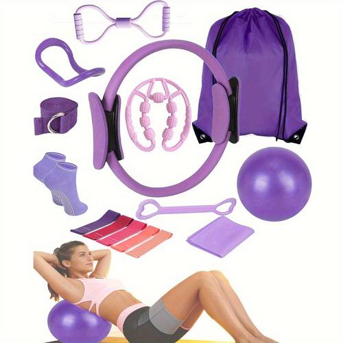 pilates essential set portable fitness equipment a conditioning pilates ring pilates bands and a soft pilates ball suitable for women exercising at home and beginners