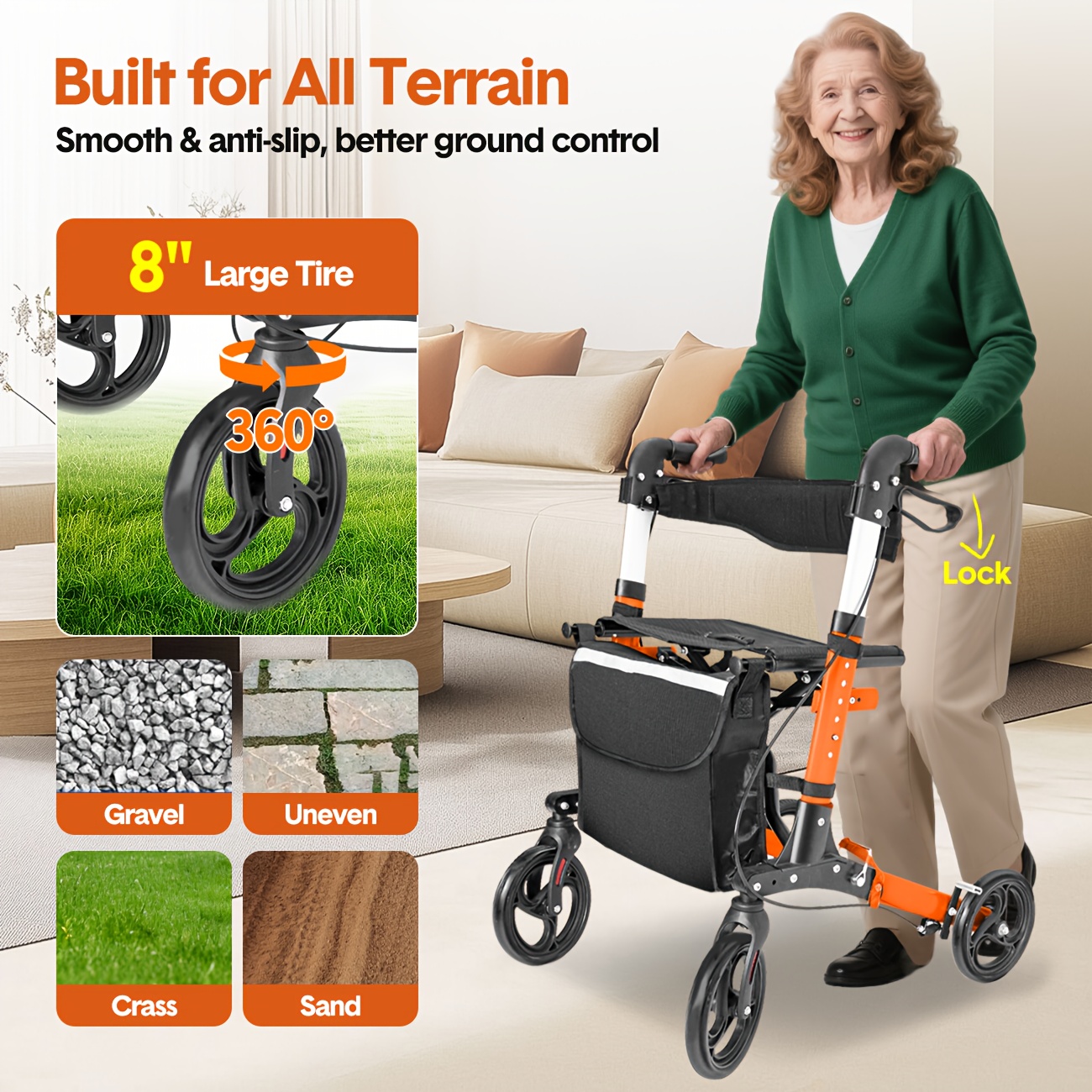 Euro Style Mobility Rollator Walking Frame With Seat Back Bag X Fold Alloy Frame (10-inch Wheels Black) 4 Wheel Foldable Mobility Walker For Seniors, Rolling Walker Mobility Aid Rollator With Brakes, Lightweight Mobility Walking Device