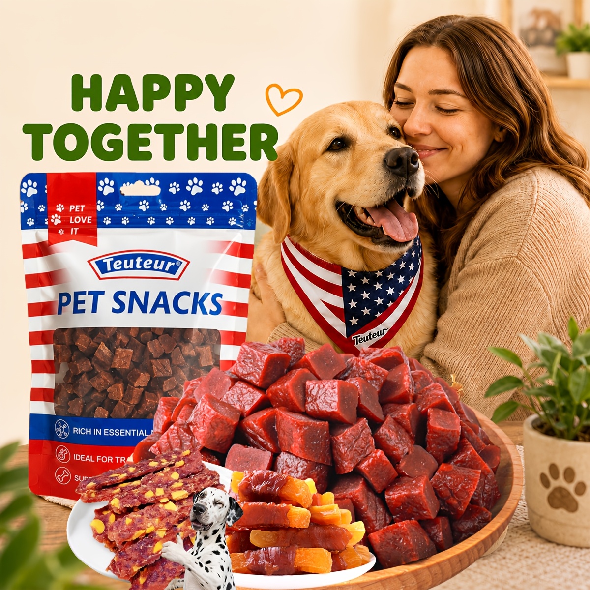 TEMU Dog Snacks Pack With Chicken Jerky Duck Jerky Beef Strips Beef Liver Bites Treats And Beef Hide Rolls, Training Rewards For Puppies And Adult