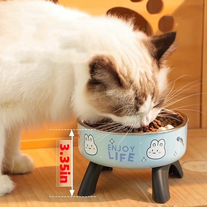 

1pc Petpal Elevated Cat With Stand, Stainless Steel & Pp, Anti-slip Bottom Pad, Raised Feeding Bowl For Cats And Small Dogs, Pet Feeder