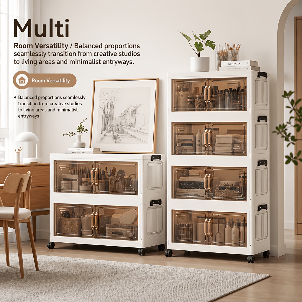 Plastic Multi-Layer Foldable Storage Cabinet for Hallway & Entryway