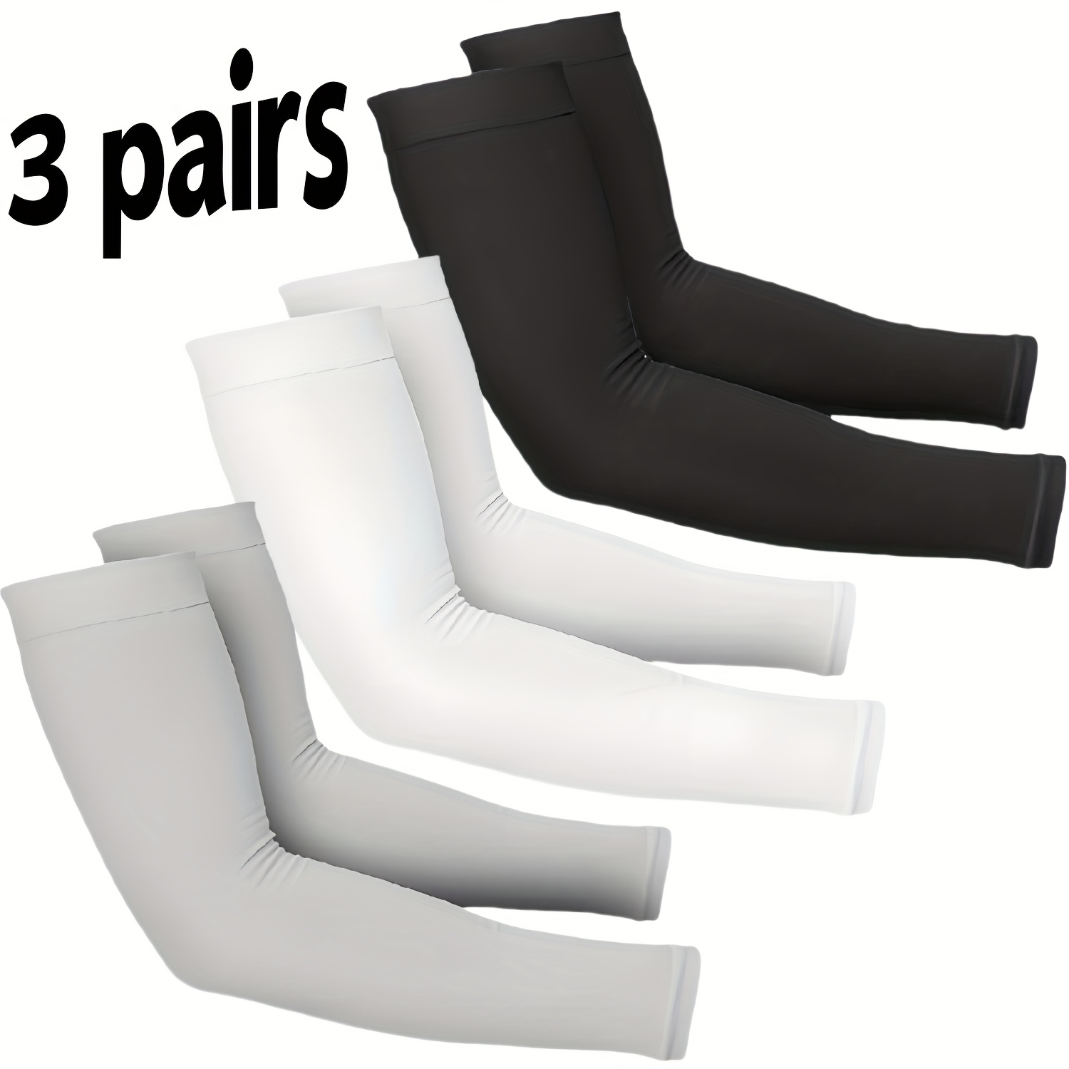3 pairs cooling arm sleeves for men women breathable stretchable compression tattoo cover up suitable for basketball volleyball solid color arm warmers for tattoo concealer