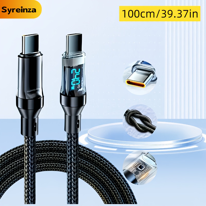 Image of Brand Syreinza 6a Charging Data Cable With -time Power Display. Usb C To Type-c, Pd Typec To Typec, Nylon Thick-walled Braided Data Cable Is Suitable For Iphone 16/15, , Oppo. Fast Charging Cable