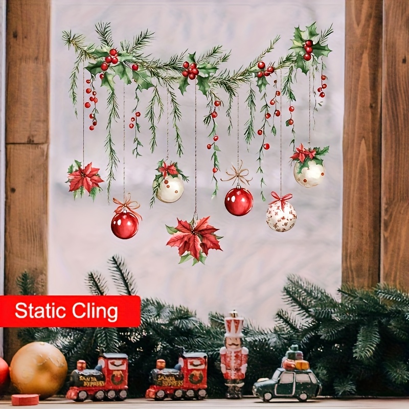 TEMU Christmas Window Clings - No Glue Needed, Static Cling Window Decorations With Red, Green, Golden, White, - Removable And Reusable Holiday Decor