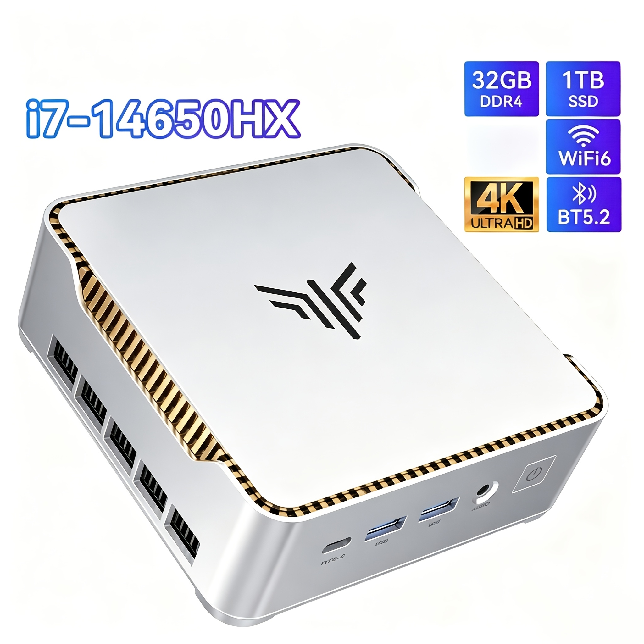Image of H2 Mini Pc, Core I7-14650hx(vincere I7-1280p/i9-12900h, 16c/24t, Up To 5.20ghz), 32gb Ddr4 1tb M.2 Mini Computer 4k Triple Display Hdtv/dp/type C/wifi6 And And For Office