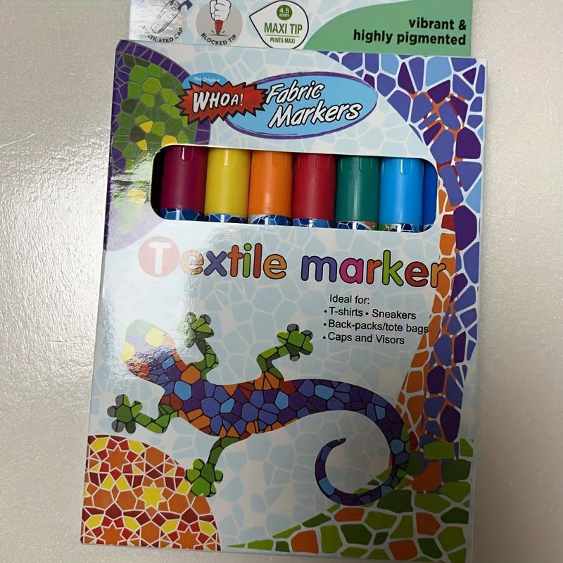 

8-color Fabric Painting Pens Set, Washable Textile Markers, Non-fading Diy Art Supplies, Plastic, For Crafts, Sewing, And Printing