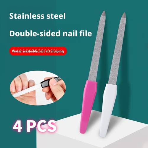 4pcs professional double sided nail file set for smooth and shiny nails ideal for home and salon use