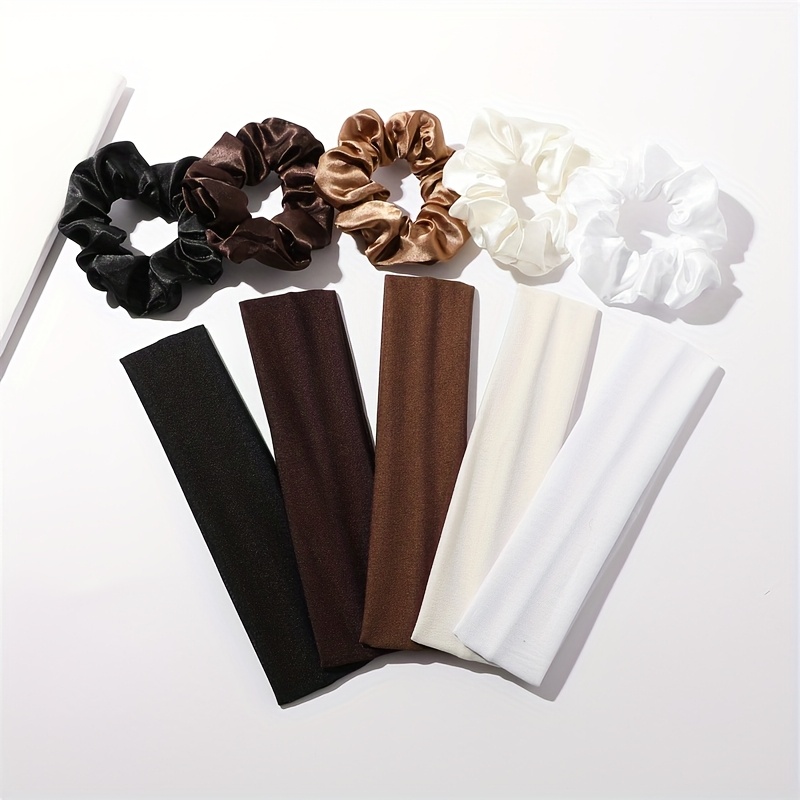 E-shop 10 Stück Damen Sport Stirnband Elastisch Schweißabsorbierend Einfarbig Haarring Haarband Stirnband Kombination Haarverzierungen Urlaubsgeschenke