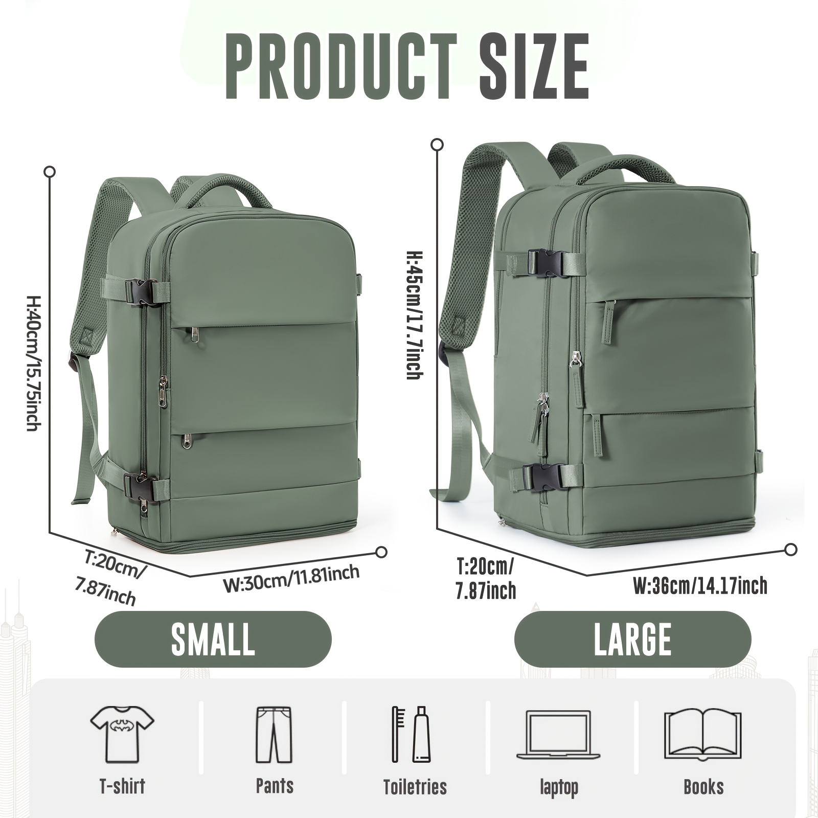 Obrázok položky 24l veľkokapacitný cestovný batoh, 40*30*20cm príručný batoh, ľahko sa vojde pod sedadlo, dámsky dovolenkový batoh, pánska taška na notebook, schválený ako príručná batožina