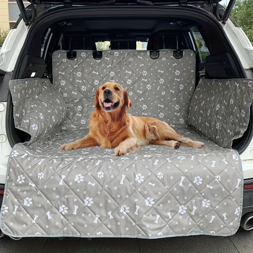

100% Waterproof Grey Oxford Cloth Dog Car Seat Cover, 4 Layers Thickened Car Trunk Pet Mat Foldable Pet Mat Pad