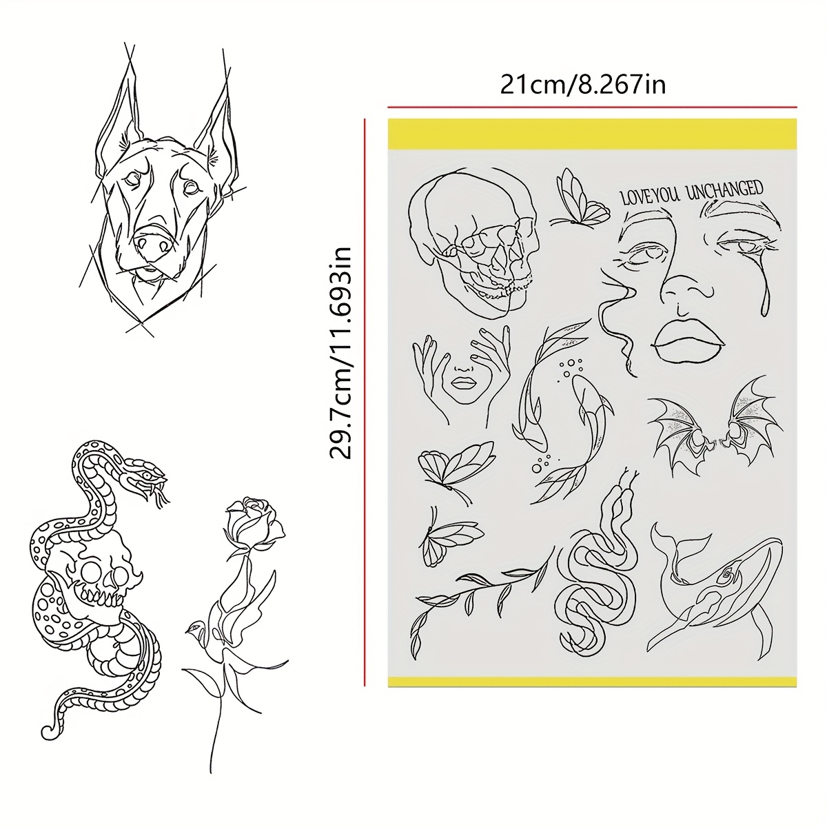 2 sheets of tattoo transfer paper with floral   and heart designs   beginners and artists art stickers tattoo transfer sheets tattoo art supplies floral tattoo design detailed tattoo art
