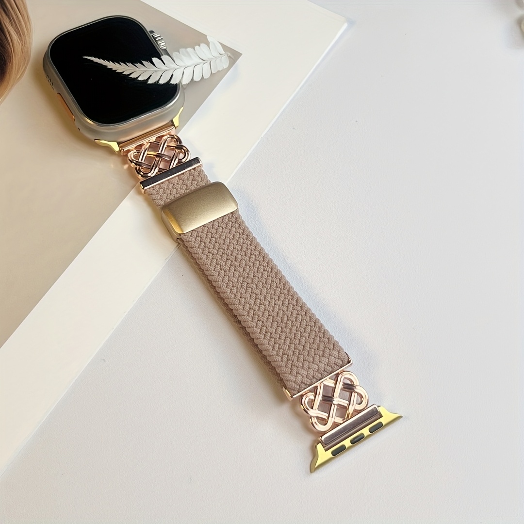 Image of Braided Band Compatible For Watch Bands 40mm 38mm 41mm 42mm 44mm 45mm 46mm 49mm, Magnetic Clasp Fabric Nylon Straps For Iwatch 10/9/8/7/6/5/4/3/2/1/se Warm Reminder: Only The Strap