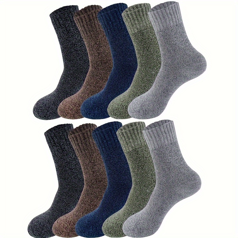 TEMU 10pcs Thick Warm Crew Socks - & Comfortable For , Hiking, Camping &