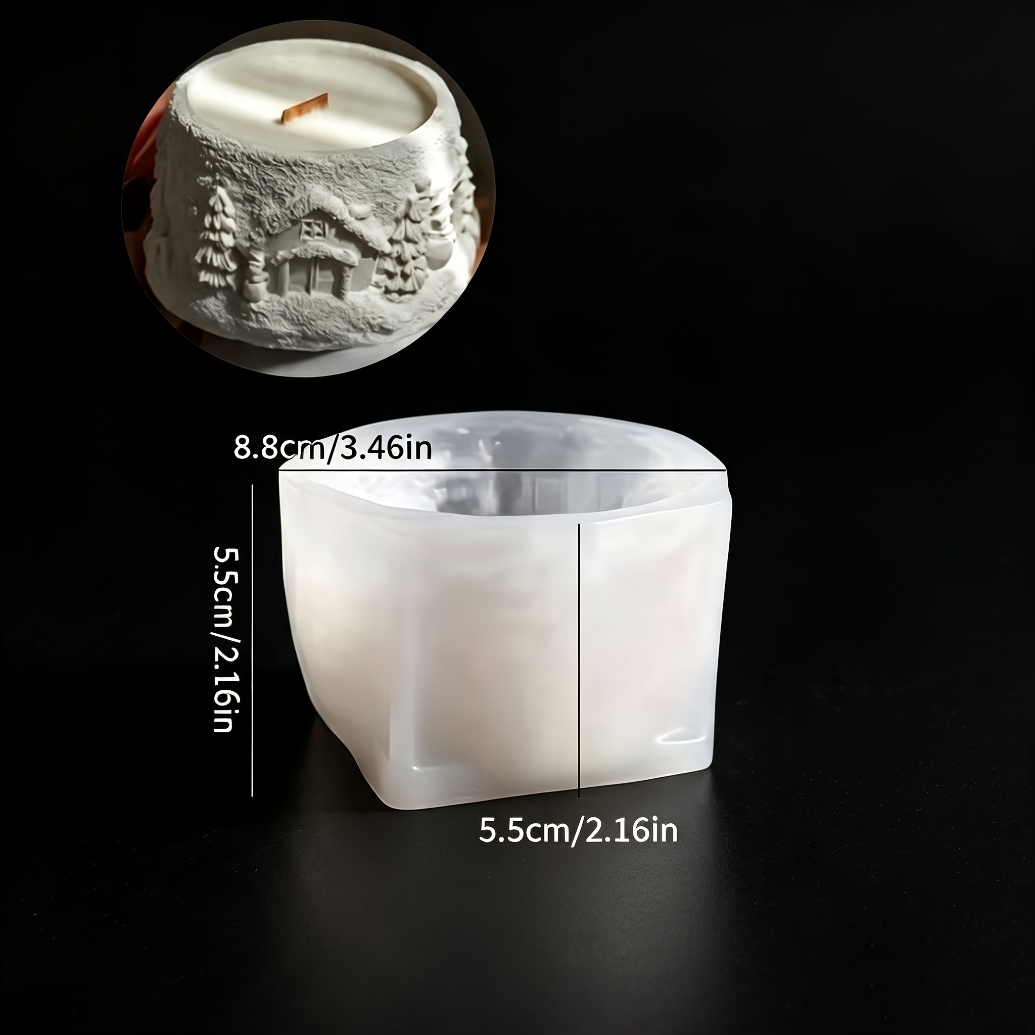 TEMU Stampo per candele in silicone a vaso di fiori con natalizia 3D, portacandele fai da te con natalizia, barattolo per candele profumate fatte ,