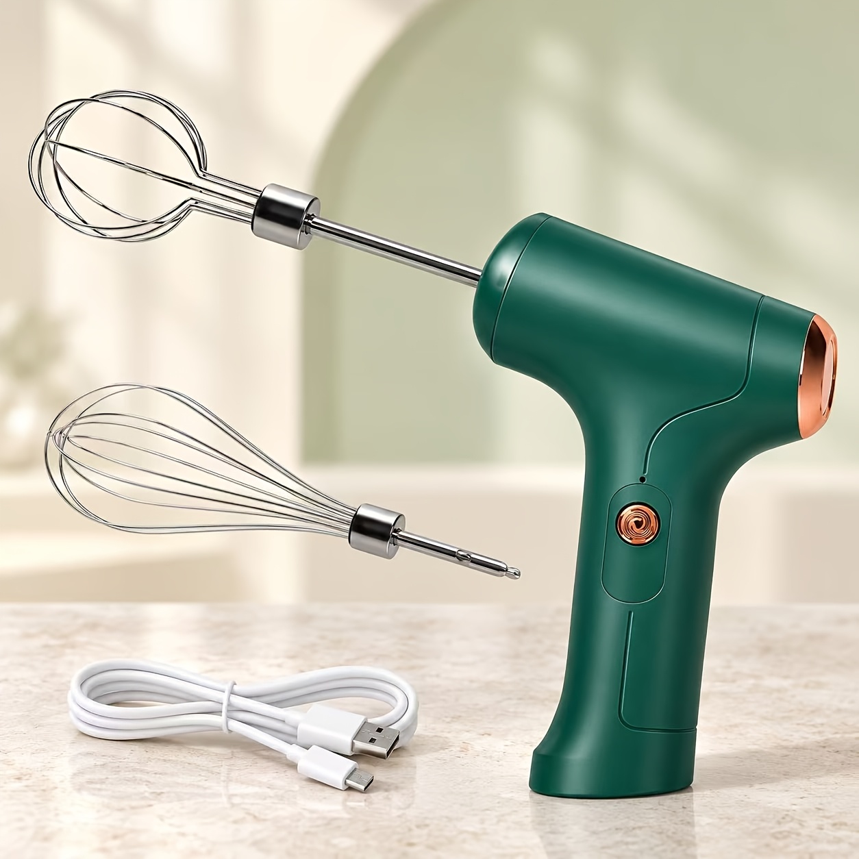 TEMU Batteur à œufs électrique fil rechargeable USB, mélangeur fouet multifonctionnel portable, compact, facile à utiliser, pour café, œufs,