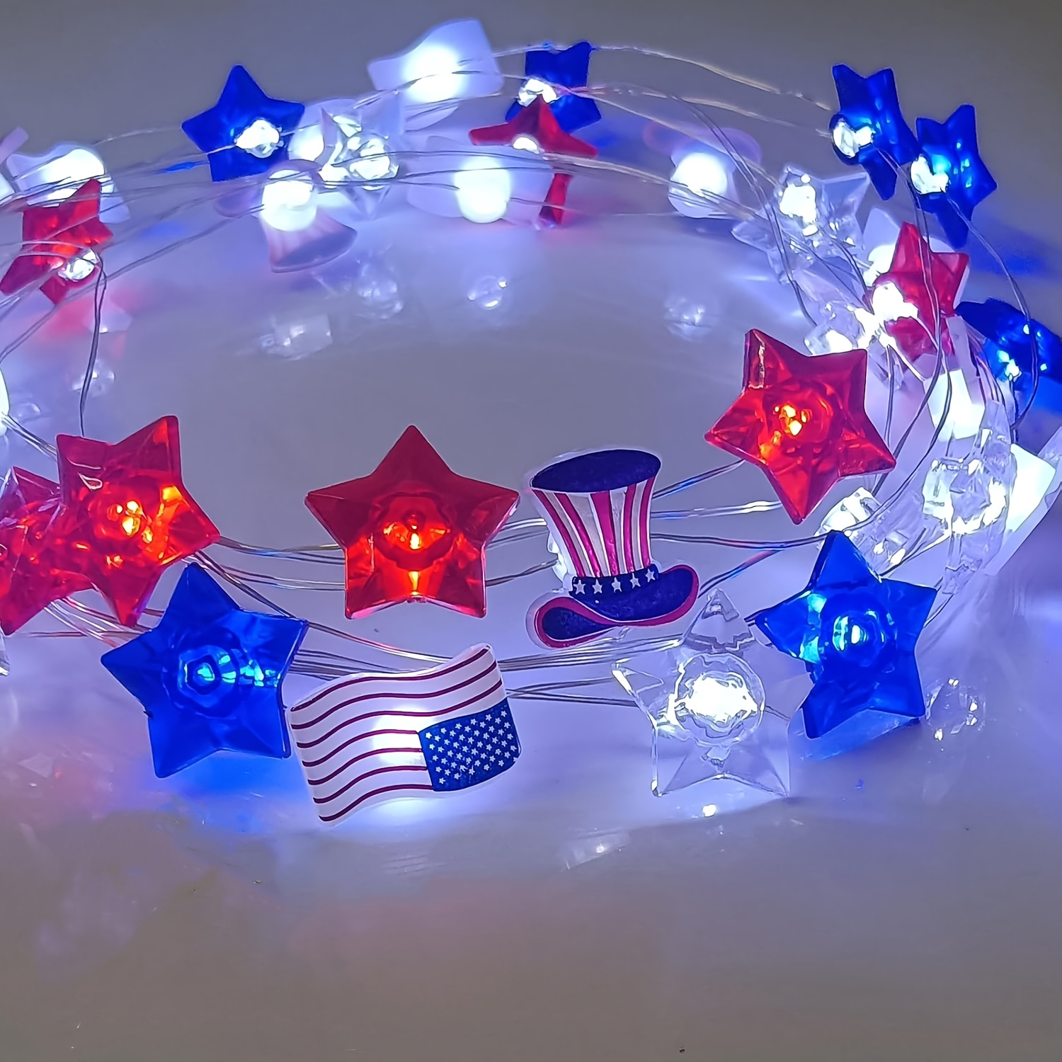 TEMU Decorations Lights, Red White And Flag Lights For Memorial Day Decor For Home