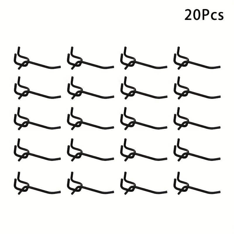E-shop 20 Stück 2-Zoll Noppenbrett Haken, Schwarze Noppenbrett Display Haken, Einzelhaken, Geeignet für Noppenbretter mit einem Lochabstand von 1 Zoll,