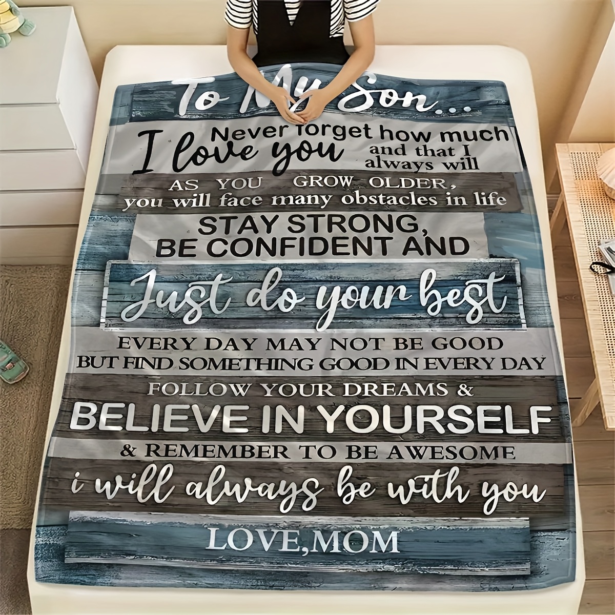 TEMU 1pc Son Gifts Blanket From Mom - To My Son Blanket - Gifts For Grown Son From Mother - Gifts For Son - Son Gifts From Mother For Birthday - Graduation Valentine Birthday Gift Ideas