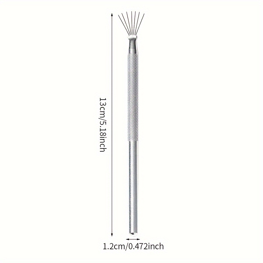 TEMU 7-pin Nail Liner Brush: Stainless Steel Handle With 7 Metal Needles For Precise Nail Art