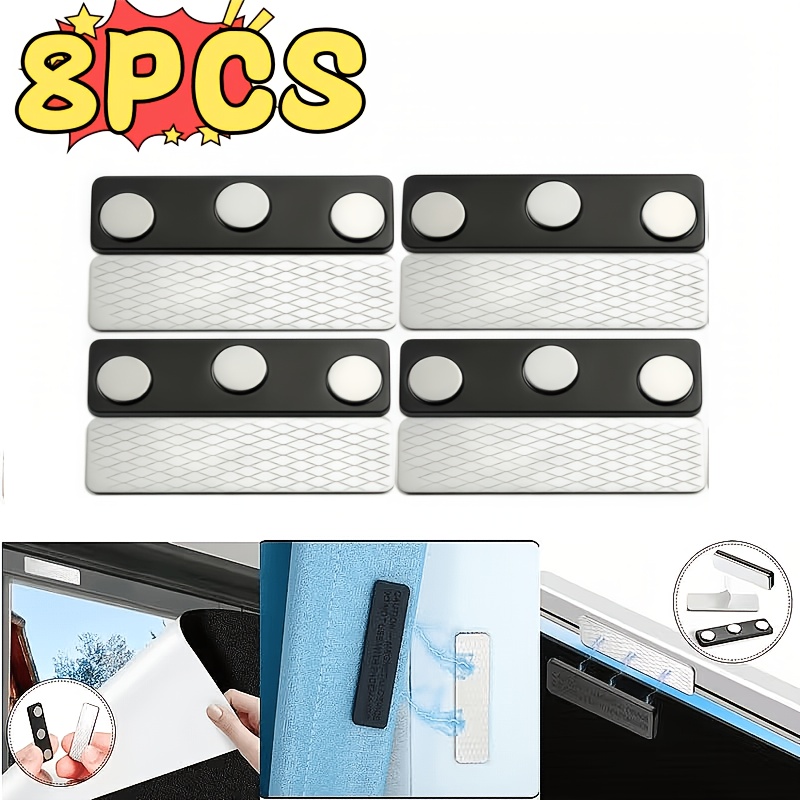 Image of 8pcs Magnetic Curtain Clips, No-drill Curtain Holders, Anti-slip Magnetic Buckles For Blackout Curtains, Fixing Clips For Privacy Curtains