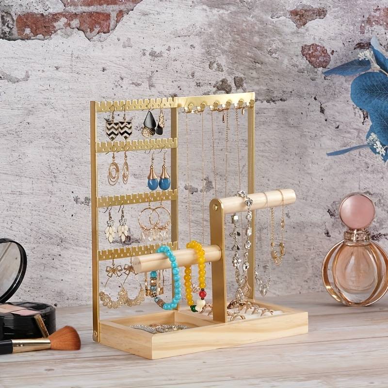 PATIKIL 30 Espositori Acrilici Per Orecchini, Mini Appendini Da Banco 55x40 Mm, Colore Oro, Organizer Smontabile