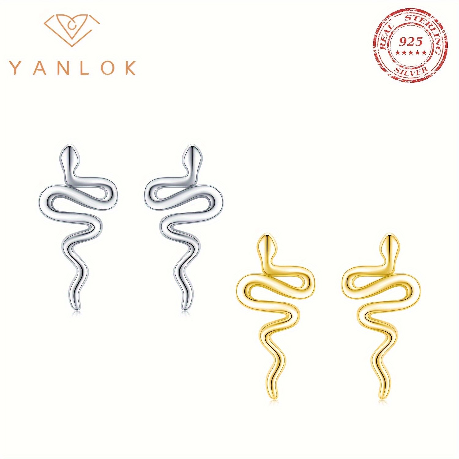 

Elegant 925 Sterling Silver Snake Stud Earrings For Women - Chic & Simple Design, Perfect For Parties & Vacations