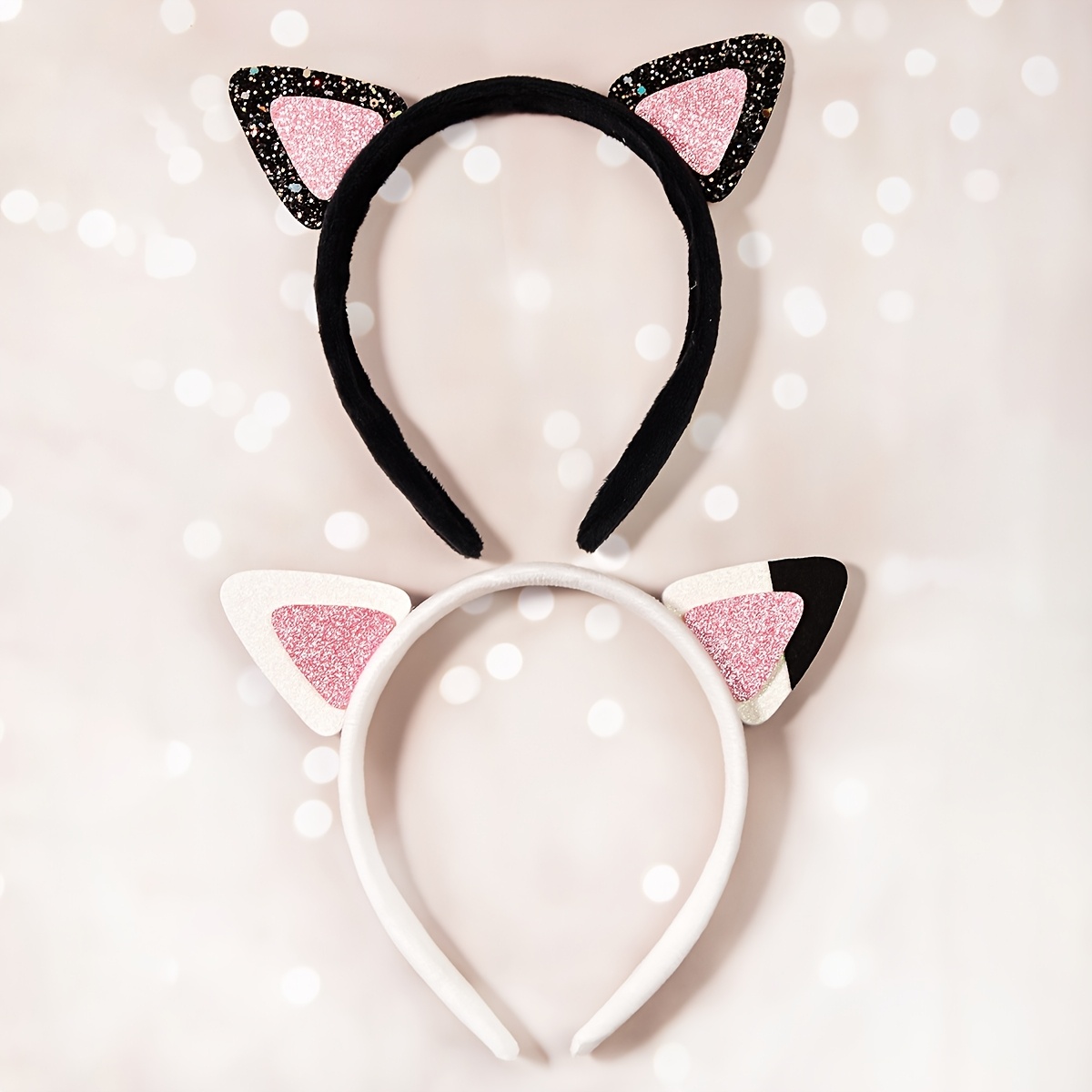 

1pc Bandeau Oreilles de Chat avec Accents Pailletés Roses – Design pour Fêtes, Noël, An, Saint-Valentin et Accessoires de Rentrée Scolaire, Bandeau Chat