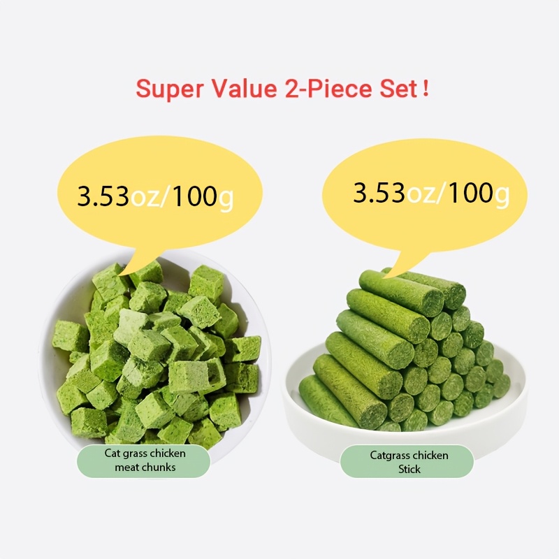 TEMU 1 Pack Cat Grass Sticks   1 Pack Cat Grass Blocks, Cat Treats, Rich In Chicken, Suitable For All , For Behavioral Rewards