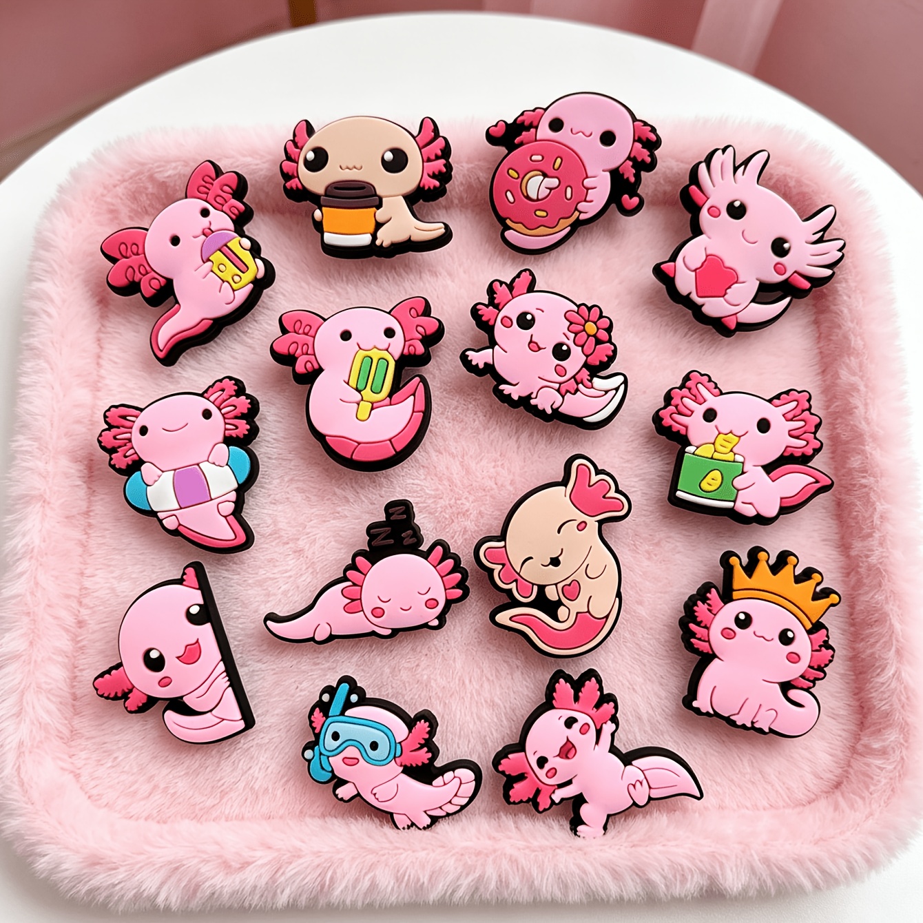 TEMU 14pcs Cute Axolotl Shoe Charms Set, Decor, Multi-scene Shoe Additions For Shoes, Bags, Birthday, Festival Creative Gift, Without Battery