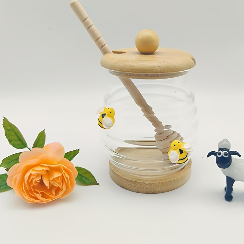 Image of Unique Transparent Large-capacity Glass Honey Jar With Lid And Stirring Spoon – High Borosilicate Glass, Moisture-proof And Heat-resistant, Kitchenware, Storage Container