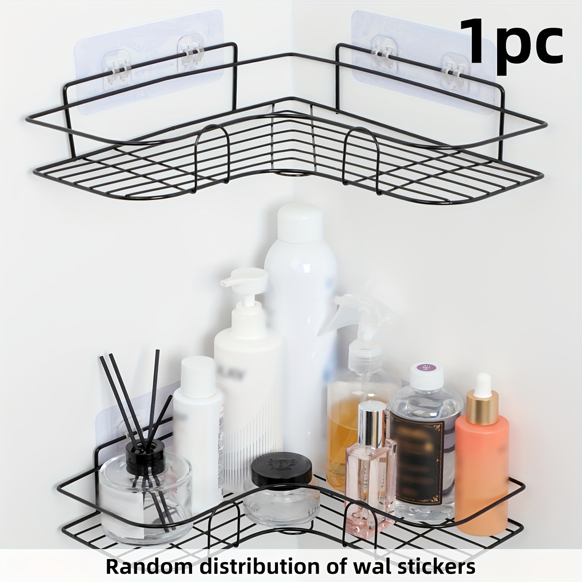 TEMU Stainless Steel Corner Bathroom Shelf - No-drill Storage Rack For & Bathroom Accessories