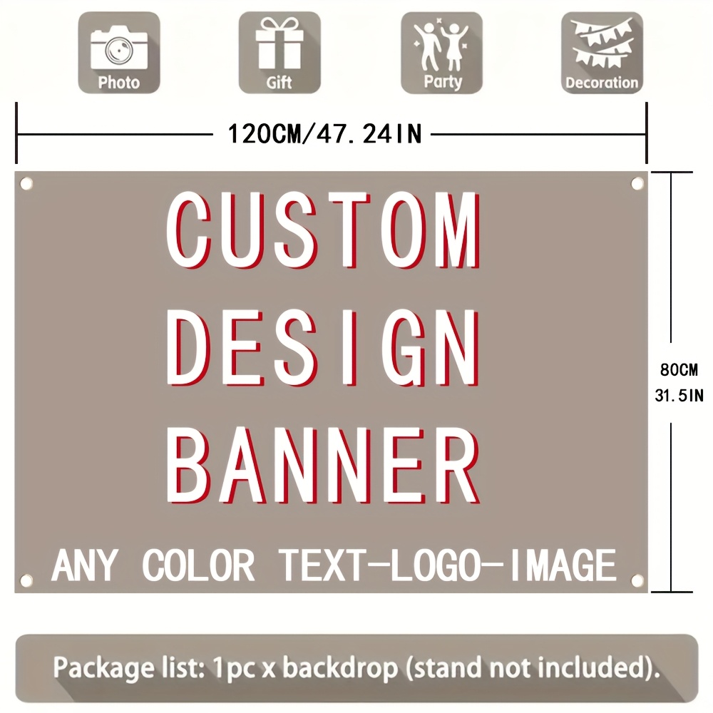 TEMU 1 Striscione Personalizzato Interno/Esterno - Design con Foto e Testo Personalizzato, Materiale Resistente, 4 Occhielli per Facile Appenditura -