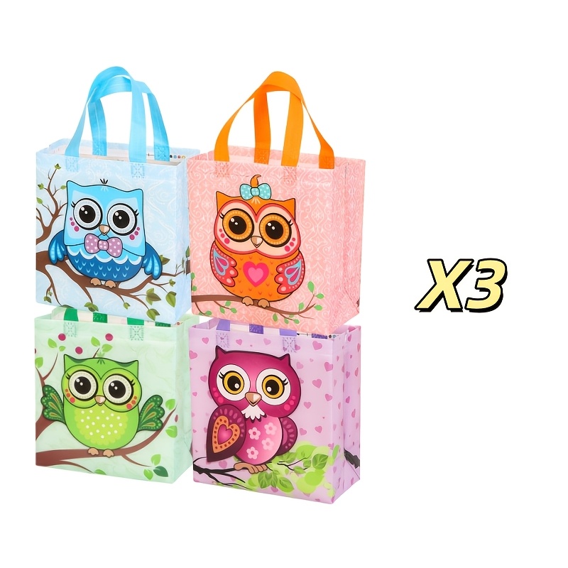 TEMU 12 sacchetti regalo con cigno cartone animato, adatti per feste, compleanni, lauree, vacanze, borse in tessuto non tessuto, manici resistenti,