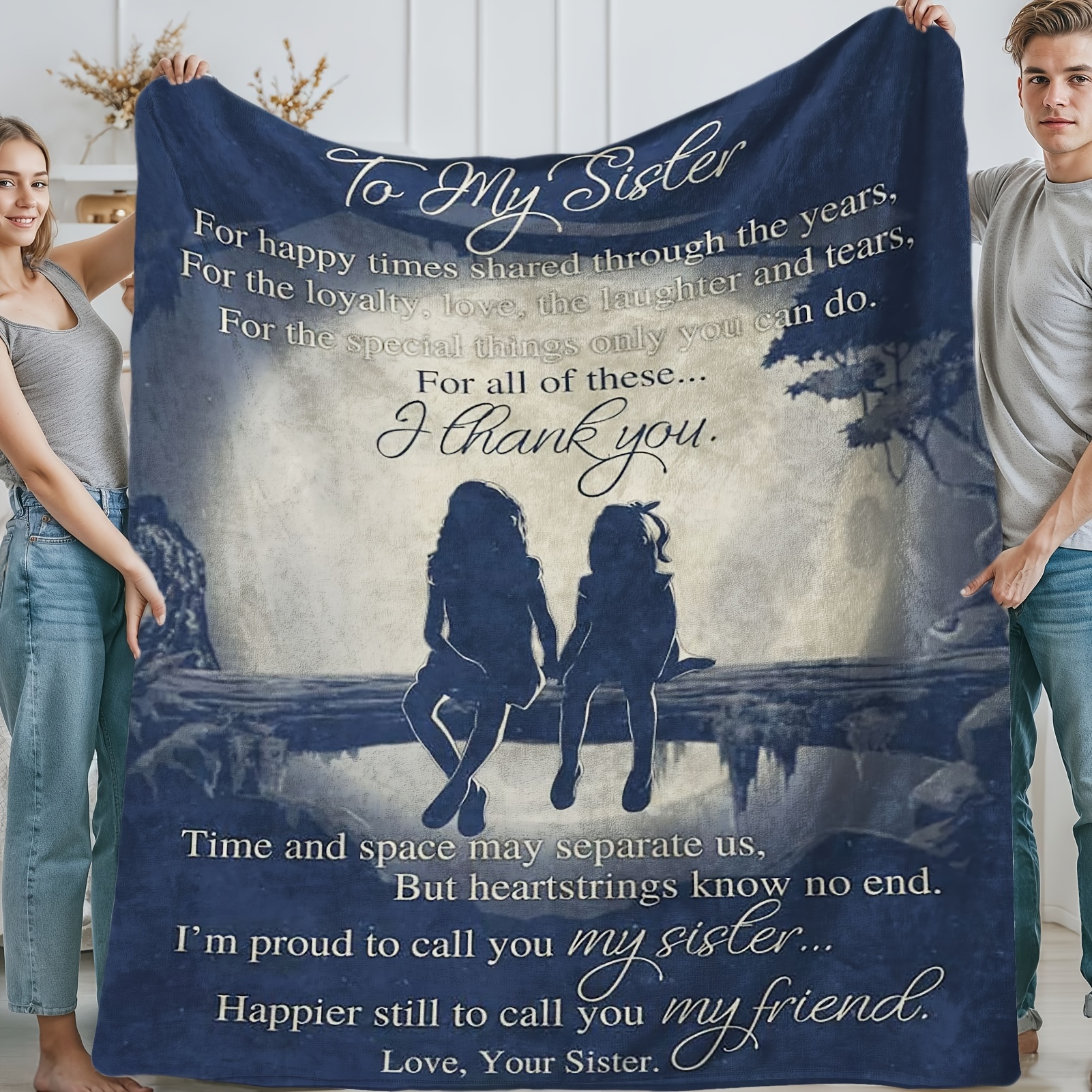 

Fleece Blanket, To My Sister Best Friend Bestie Printed Quilts Blanket, Positive Flannel Blanket Gifts, Soft And Comfortable Blanket