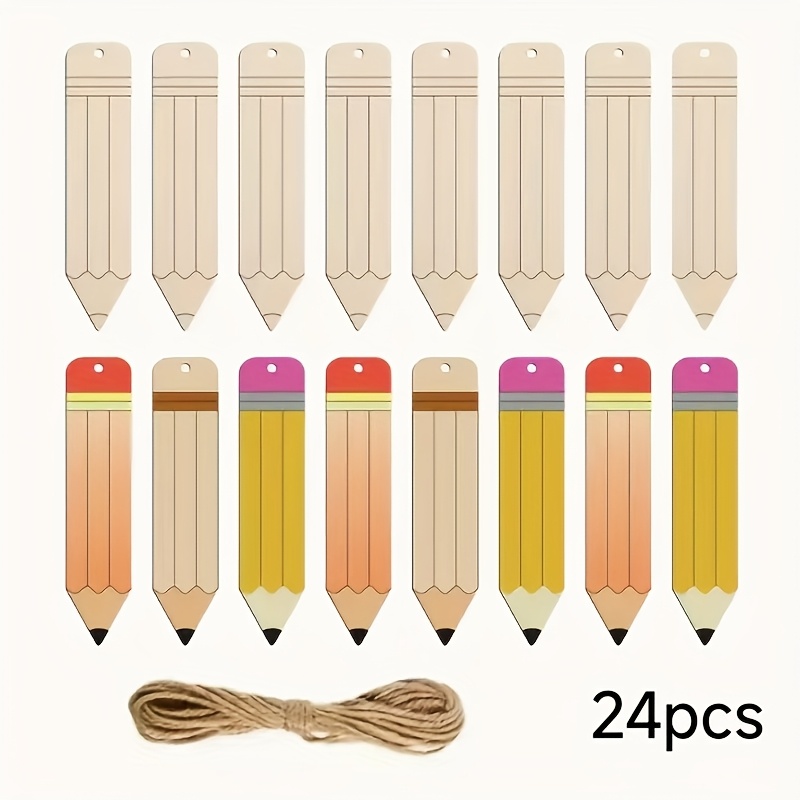 24pcs Of Wooden Pencil-shaped Wooden Decorations