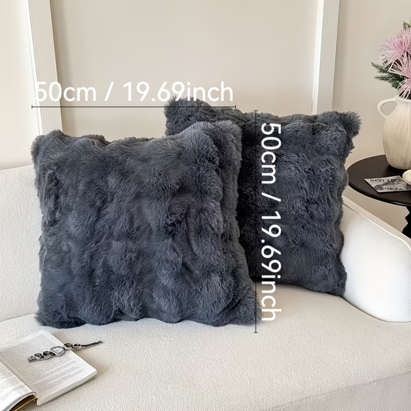 TEMU 1pc Luxury Wool Pillowcase - , Soft Fluffy Cushion Cover, Pink, Zip Closure. Elegant Style. Used As A Lumbar Pillow To Decorate Sofas, Bedrooms,