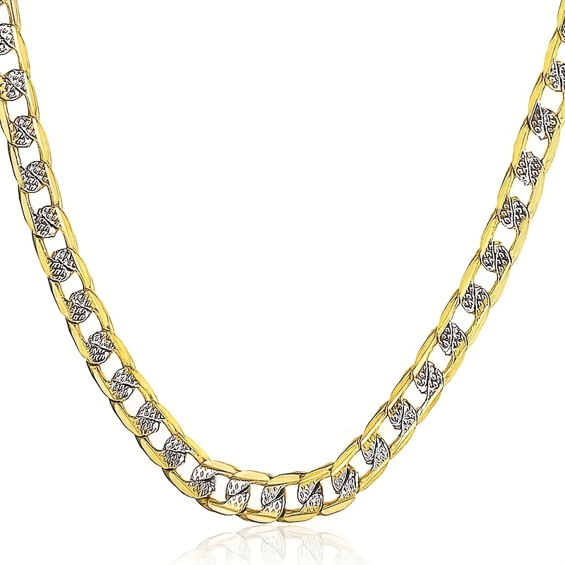 4mm Cuban Chain Necklace - Unisex Golden-tone Heavyweight Jewelry, Luxurious Party Necklace For Daily And Formal Occasions, Durable Interlocking Links - Christmas Gift (suitable ), Safety Clasp Design